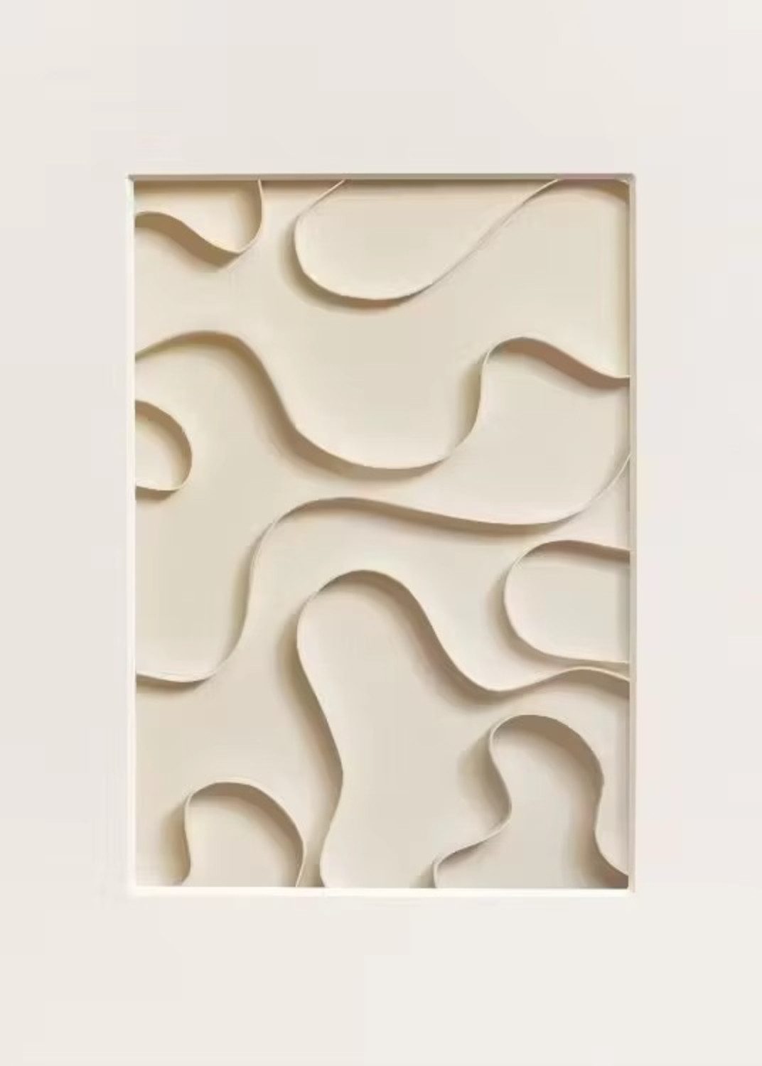 TPFLiving Kunstdruck OHNE RAHMEN, Bnordic Art - Abstrakte Formen und Linien in 3D Wirkung - (Leinwandbild XXL), Farben: Farben: beige, weiß -Größe: 20x30cm