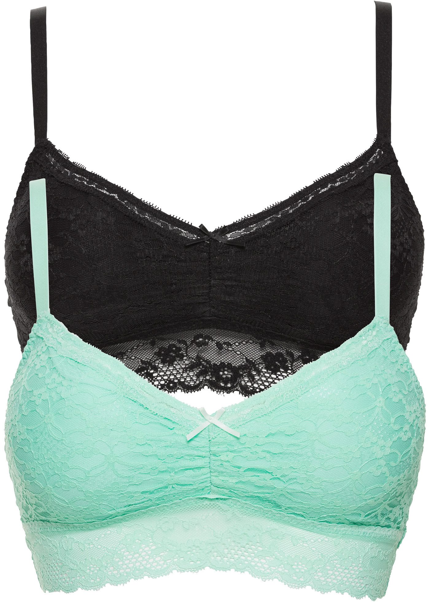 bonprix Bustier (Packung, 2-tlg., 2er) im praktischen 2er Pack, mit weicher Spitze und Raffung