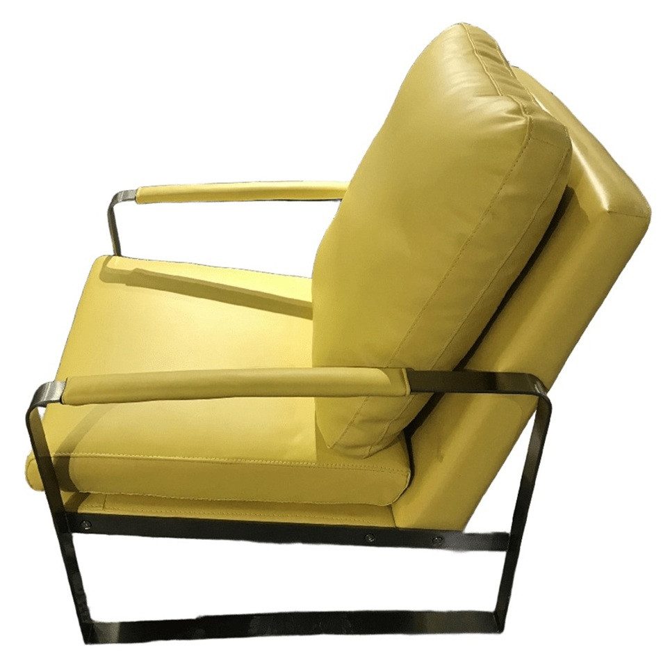Xlmoebel Sessel Luxuriöser Einzelsitzer aus gelbem Leder für stilvolle Räume (Sessel), Hergestellt in Europa