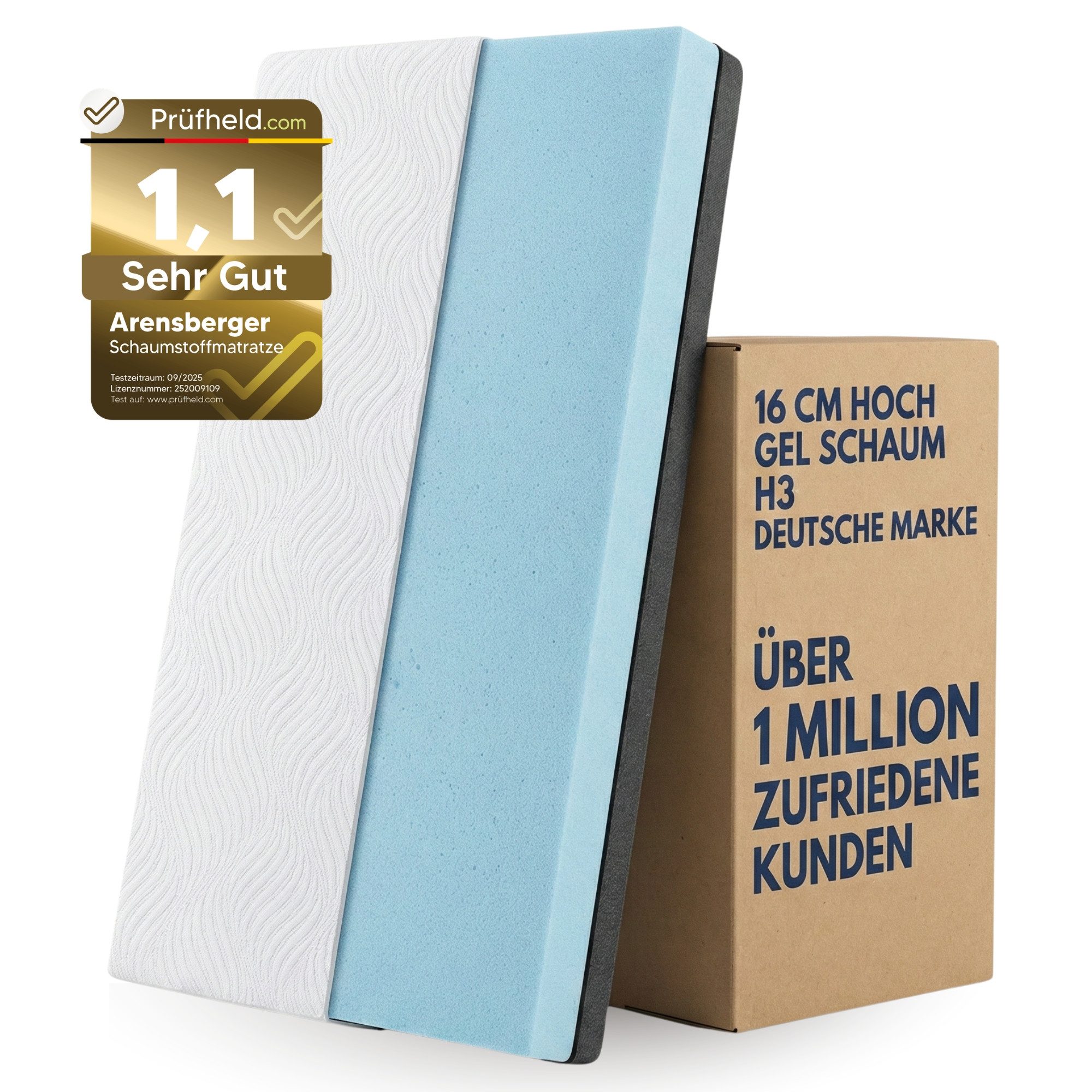 Kaltschaummatratze Matratze SARA, 16cm hoch, Kaltschaummatratze Schaummatratze H3, Arensberger, 16 cm hoch, (80x200 cm), NANOCELL Gelschaum, Bezug waschbar bis 60°C, Rollmatratze, 80x200cm
