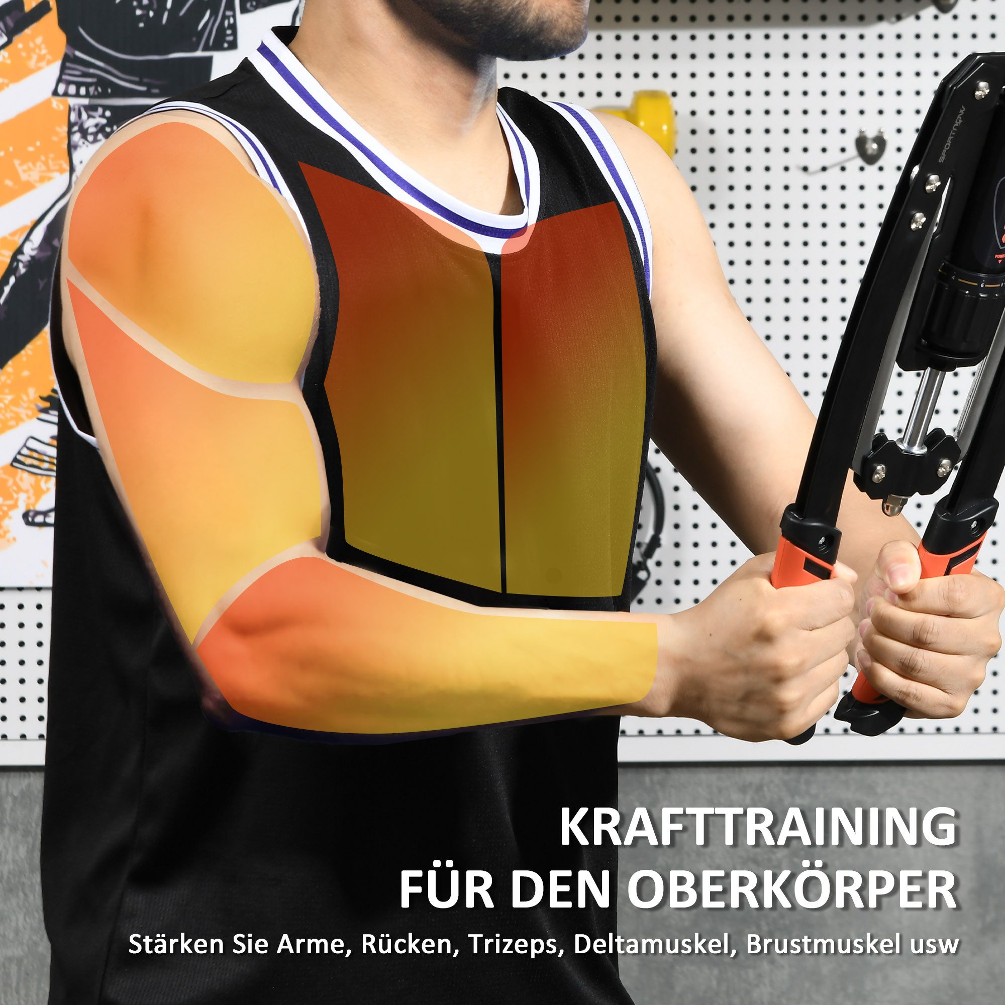 SPORTNOW Hantel-Set einstellbare hydraulische Armtrainingsgerät, (Power Twister, 10-200kg Armtrainer), für Brust Schulter Krafttraining Männer und Frauen