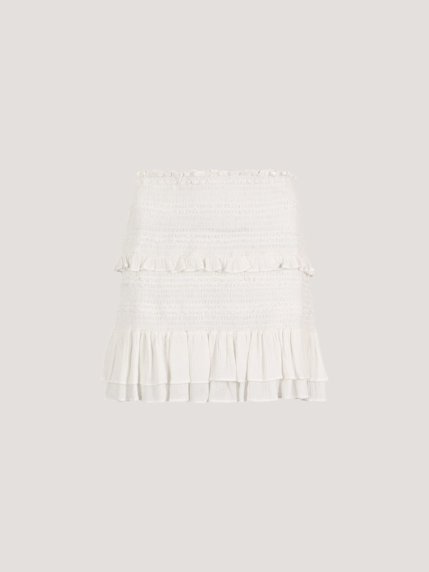 Apricot Minirock Gesmokter Rüschenrock mit elastischem Bund günstig online kaufen