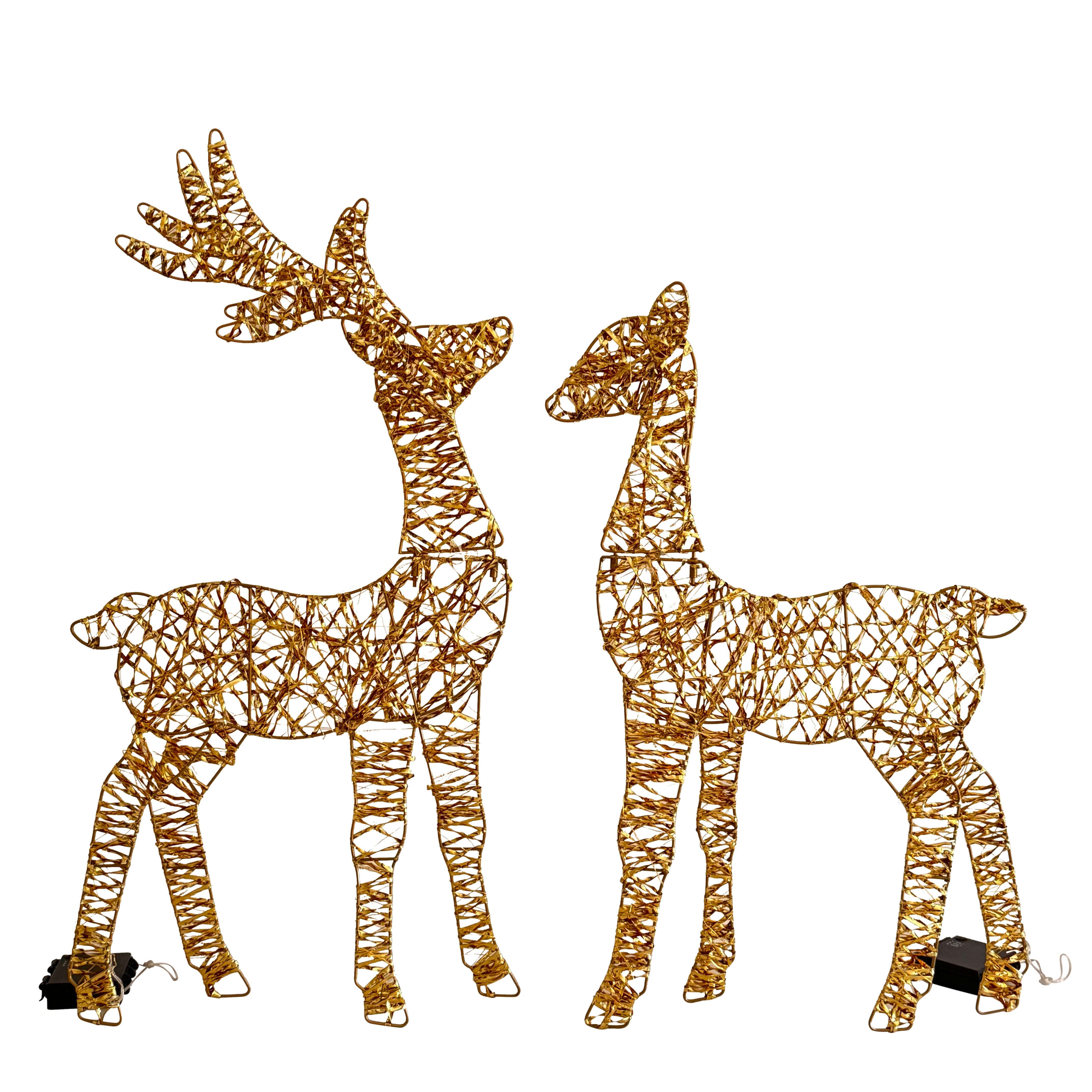 Online-Fuchs LED-Dekofigur Hirsch und Reh mit LED-Lichterkette - Outdoor Weihnachtsdeko (warmweiße Beleuchtung, Flasheffect auf Wunsch zuschaltbar), inklusive 6-Stunden Timerfunktion