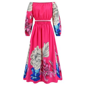 AFAZ New Trading UG Sommerkleid Damen Sommerkleid Volants Schulterfreies Kleid Beinschlitz
