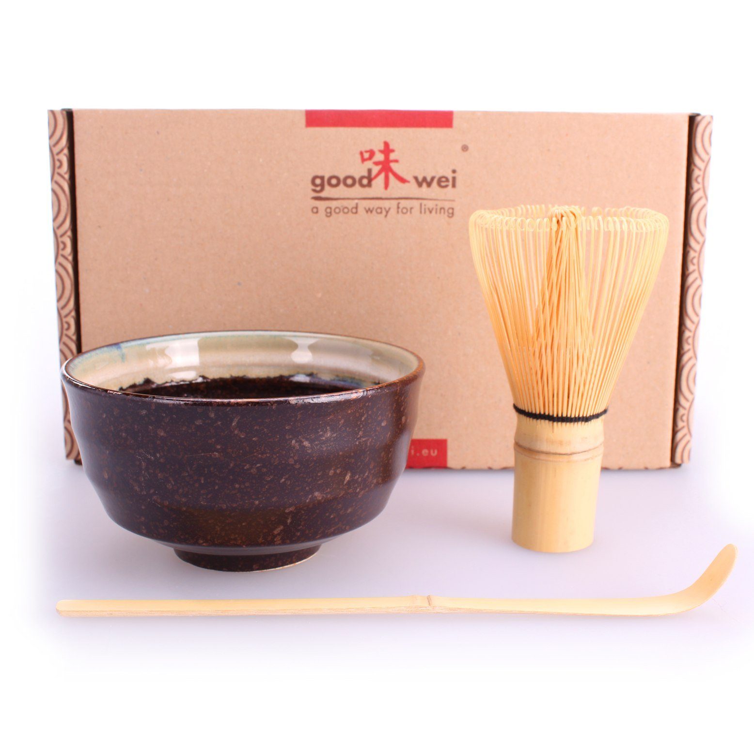 (3-tlg), Matchabesen Teeschale Matcha Set "Kumo" Keramik Goodwei und mit Teeservice