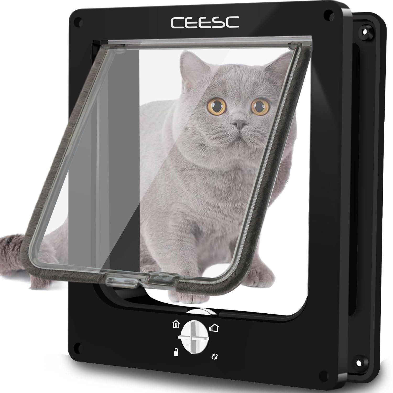 LuxusKollektion Katzenklappe Katzenklappe XL Schwarz 4-Wege-Schloss