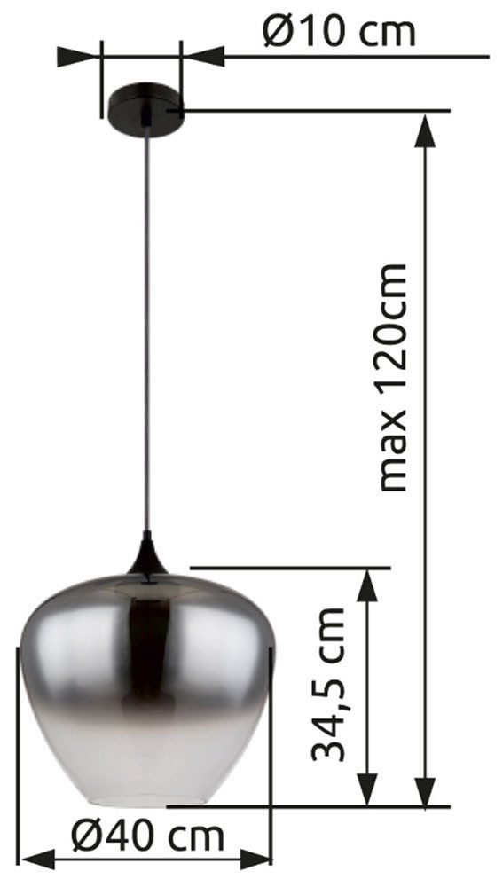 GLOBO LIGHTING Hängeleuchte MAXY, ohne Leuchtmittel, Hängelampe Glas rauchfarben klar verlaufend Esszimmer Esstisch