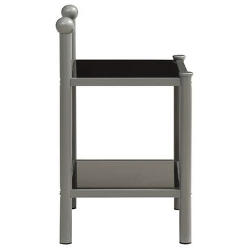 furnicato Nachttisch Grau und Schwarz 45x34,5x60,5 cm Metall und Glas