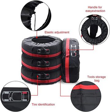 Mrichbez Reifentasche Auto-Ersatzreifen-Abdeckungen (Auto-Rad-Schutz-Abdeckung Reifen Lagerung Taschen), Set von 4 (Durchmesser 66CM/80CM)