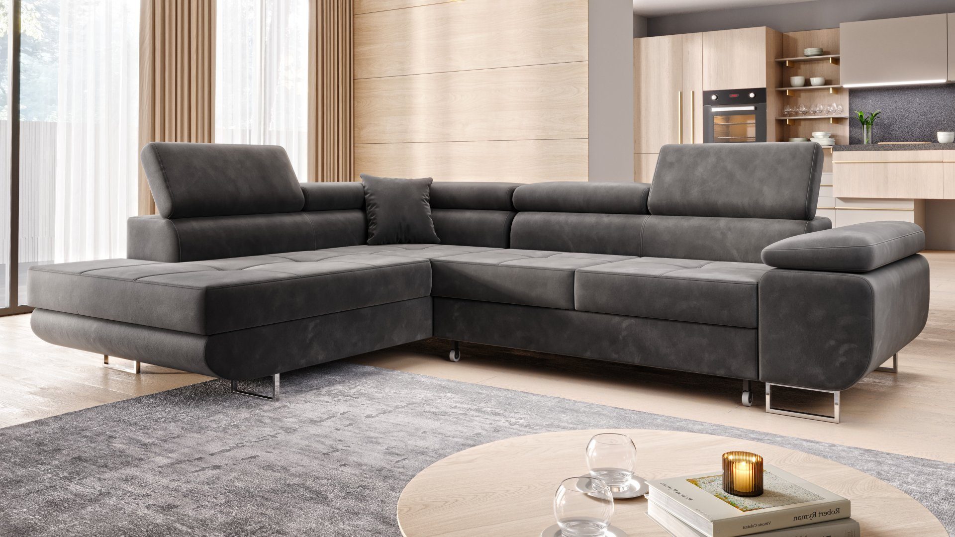 inter Wohnlandschaft Ecksofa MALTA Samt Grau günstig online kaufen