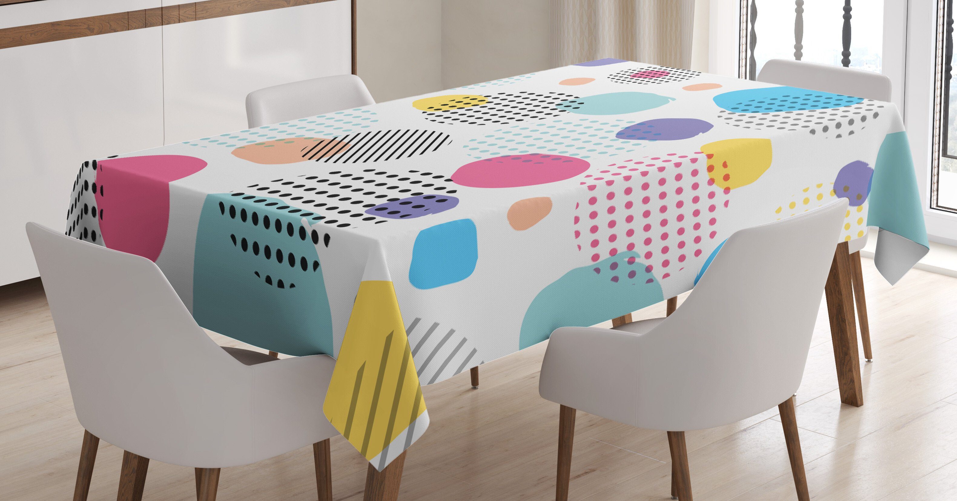 Bereich Bunte Stripes den Außen Abakuhaus Tupfen Für Tischdecke Waschbar Farben, geeignet Farbfest Spots Klare