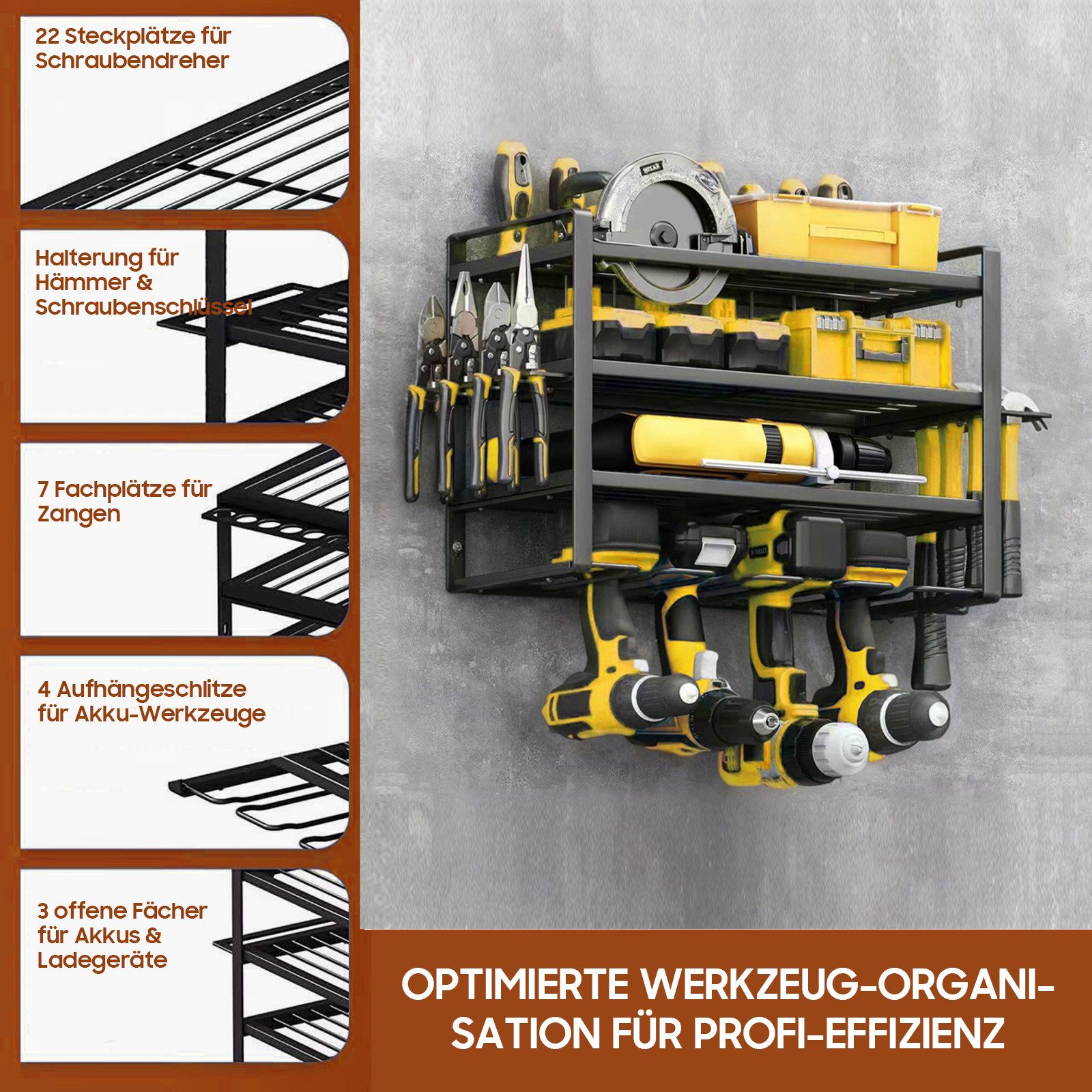 SURFOU Schwerlastregal Vierlagig Werkzeug-Wandsystem, 4 Schienen, günstig online kaufen