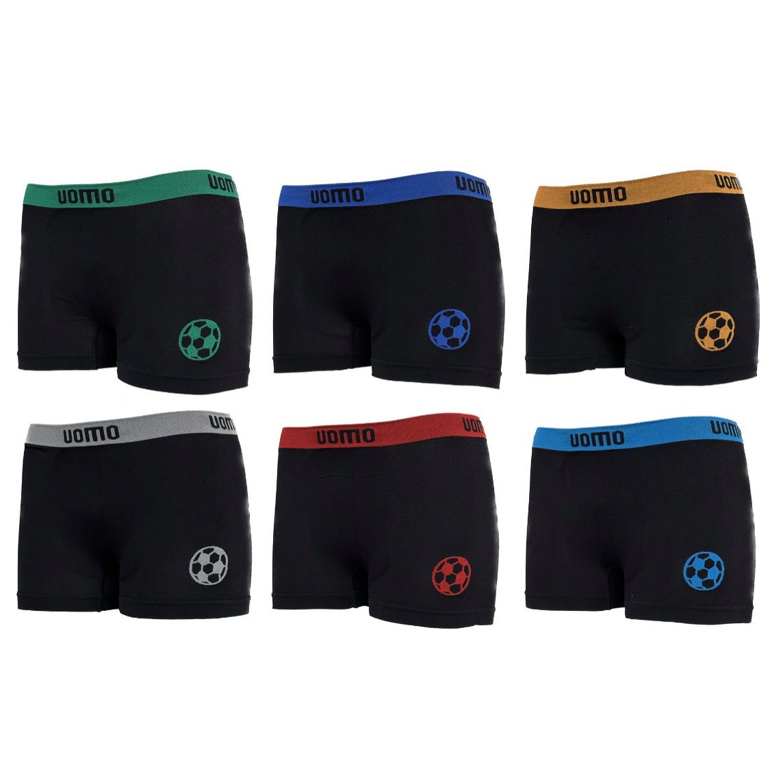 Boxershorts Kinder Boxershorts 6er Pack Farbmix K05 Fussball Microfaser