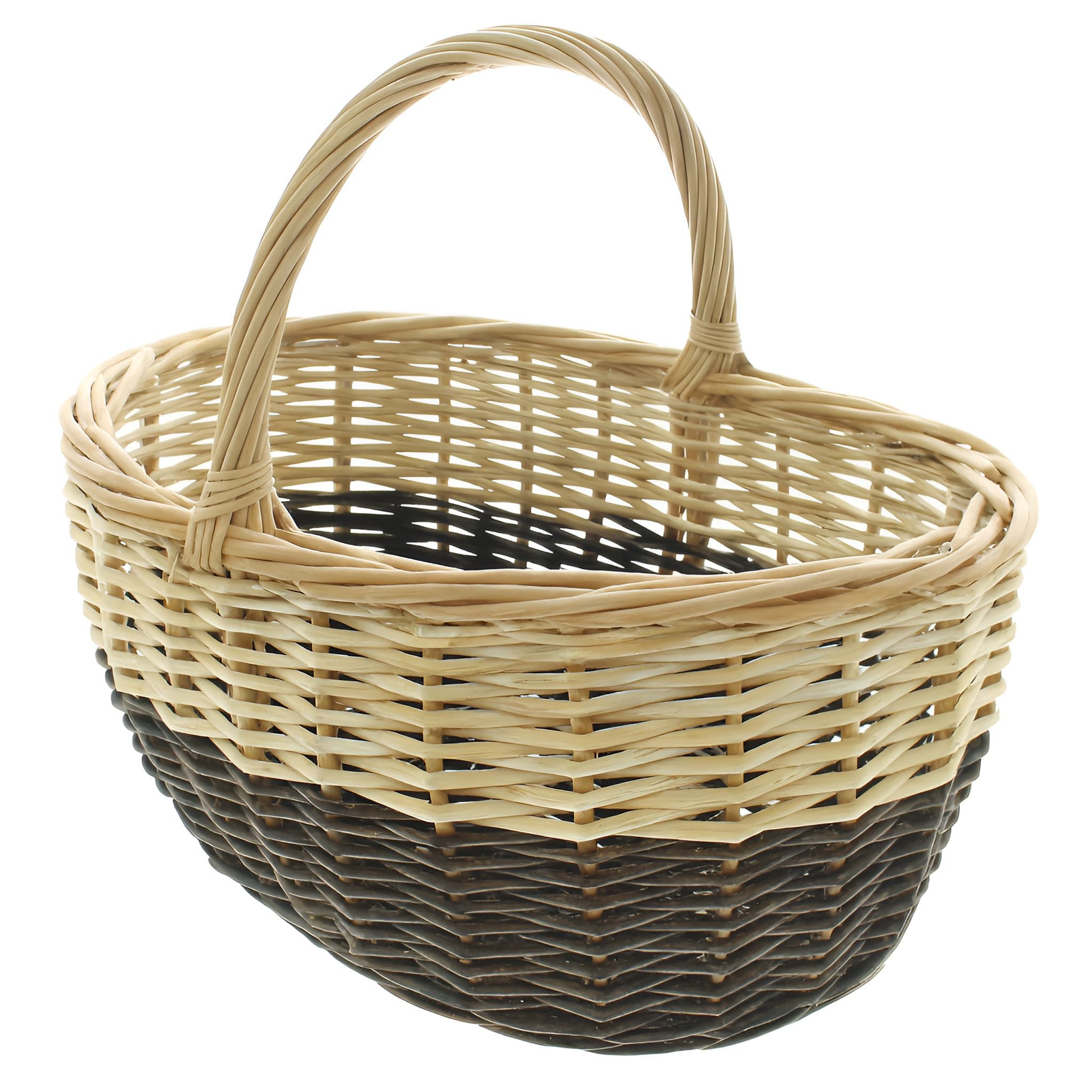 Dekoleidenschaft Einkaufskorb "Bicolor" Weide, groß, Weidenkorb mit Henkel, Flechtkorb, Picknickkorb