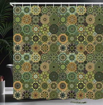 Abakuhaus Duschvorhang Moderner Digitaldruck mit 12 Haken auf Stoff Wasser Resistent Breite 175 cm, Höhe 180 cm, Mandala Oriental Floral Octagon