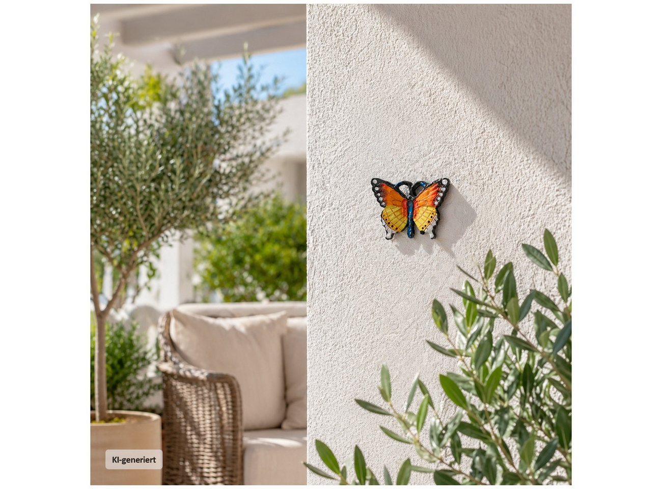 HTI-Line Wanddekoobjekt Schmetterling (Stück, 1 St., 1x Wanddeko Schmetterling, ohne Montagematerial), Wandschmuck Gusseisen Deko Tier Figur Wand Antik-Stil Gartendeko