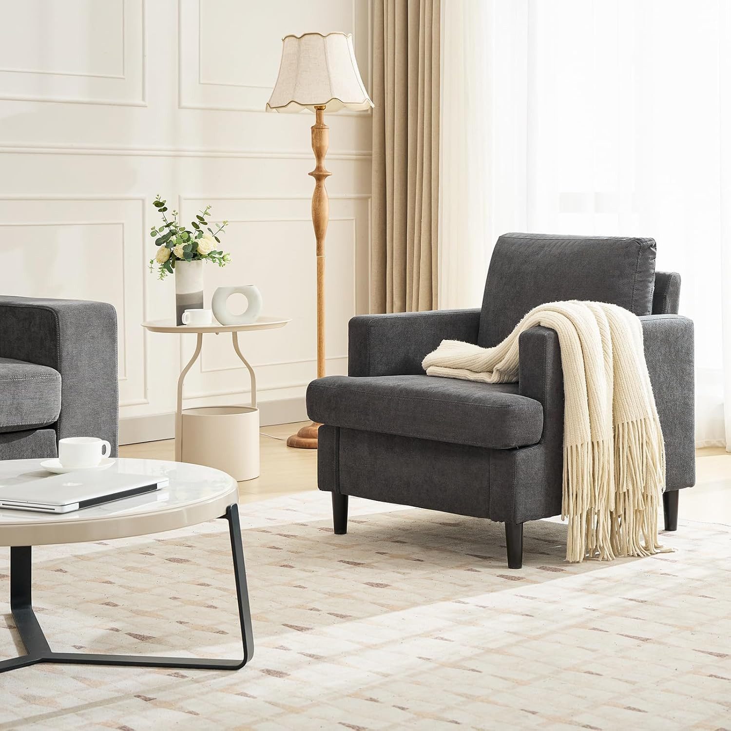 GarveeMore Sessel Einzelsessel mit Massivholz Rahmen und Füßen, Einem Schwa günstig online kaufen