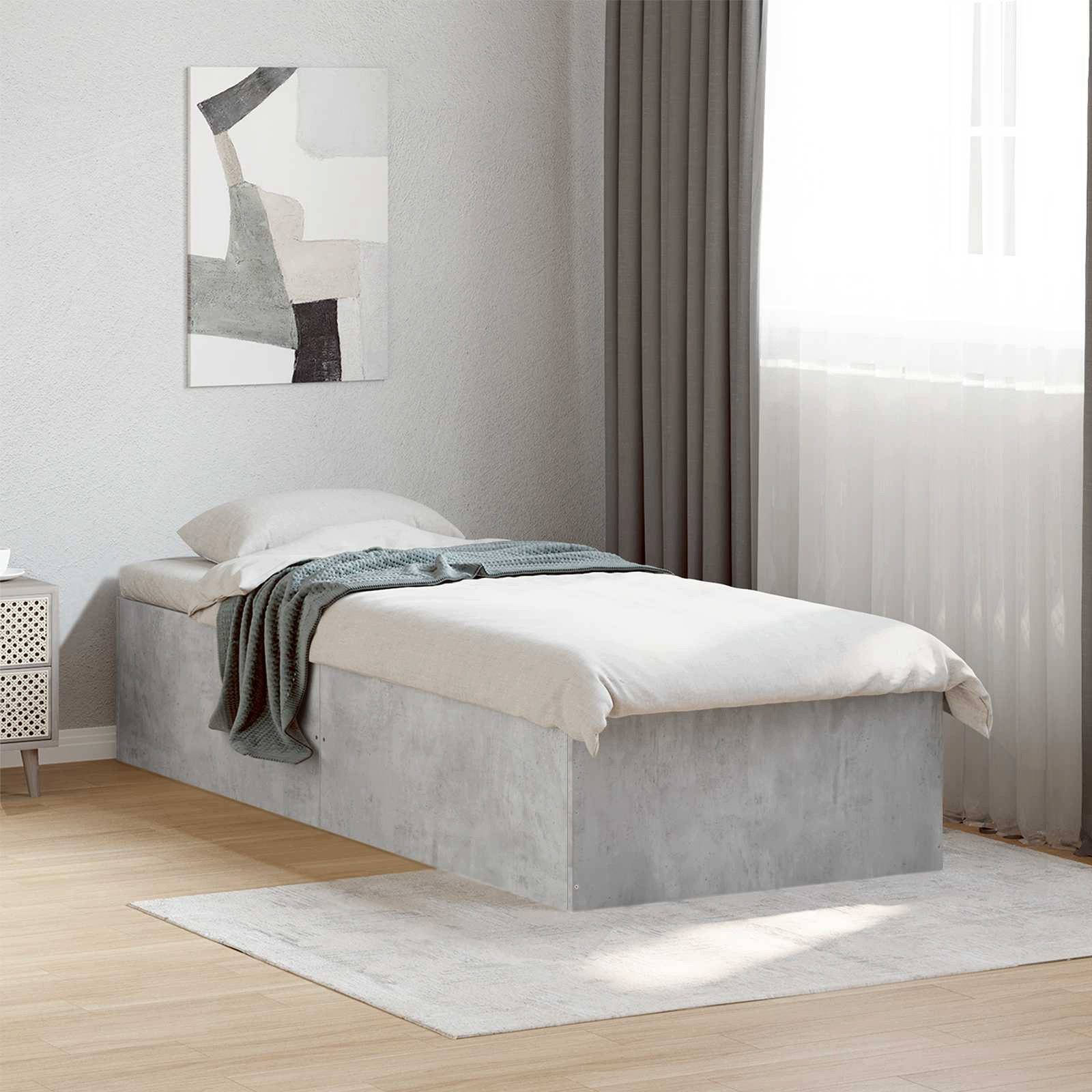 furnicato Bettgestell 203 x 83 x 45 cm Betongrau Holzwerkstoff Bettgestell (1-tlg), Stabiler Lattenrost für dein Bodenbett mit hoher Belastbarkeit