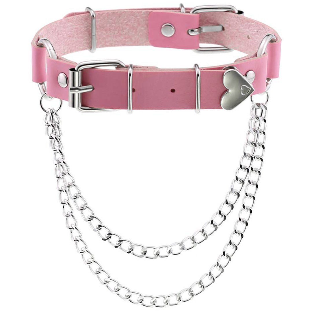 Halsband - Sandritas rosa Erotik-Halsband Herz mit
