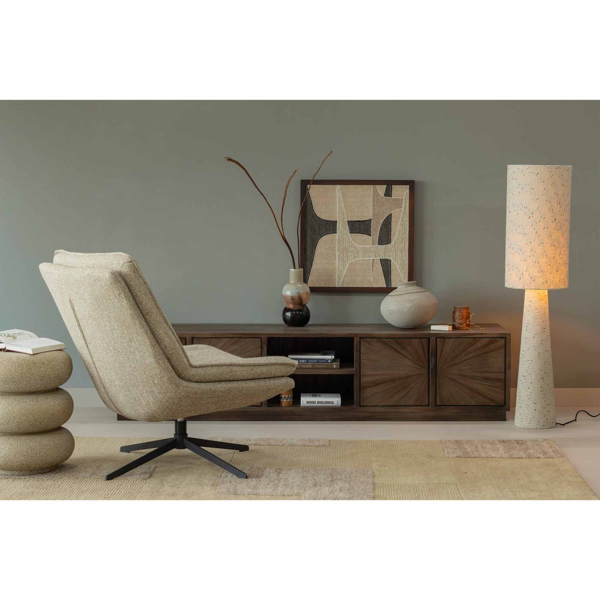 WOOOD TV-Board Sun mit offenem Fach - recyceltem Teakholz - 200 cm breit, Braun, Luxuriöses und modernes TV-Möbel