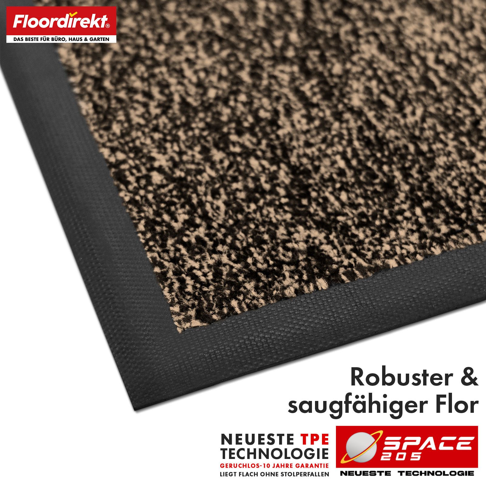 Floordirekt Fußmatte Space 205, Schmutzfangmatte hochabsorbierend - Matte Eingangsbereich, langlebig & rutschfest - Fußmatte innen/Schmutzfangmatte außen – Bild 3 von 5