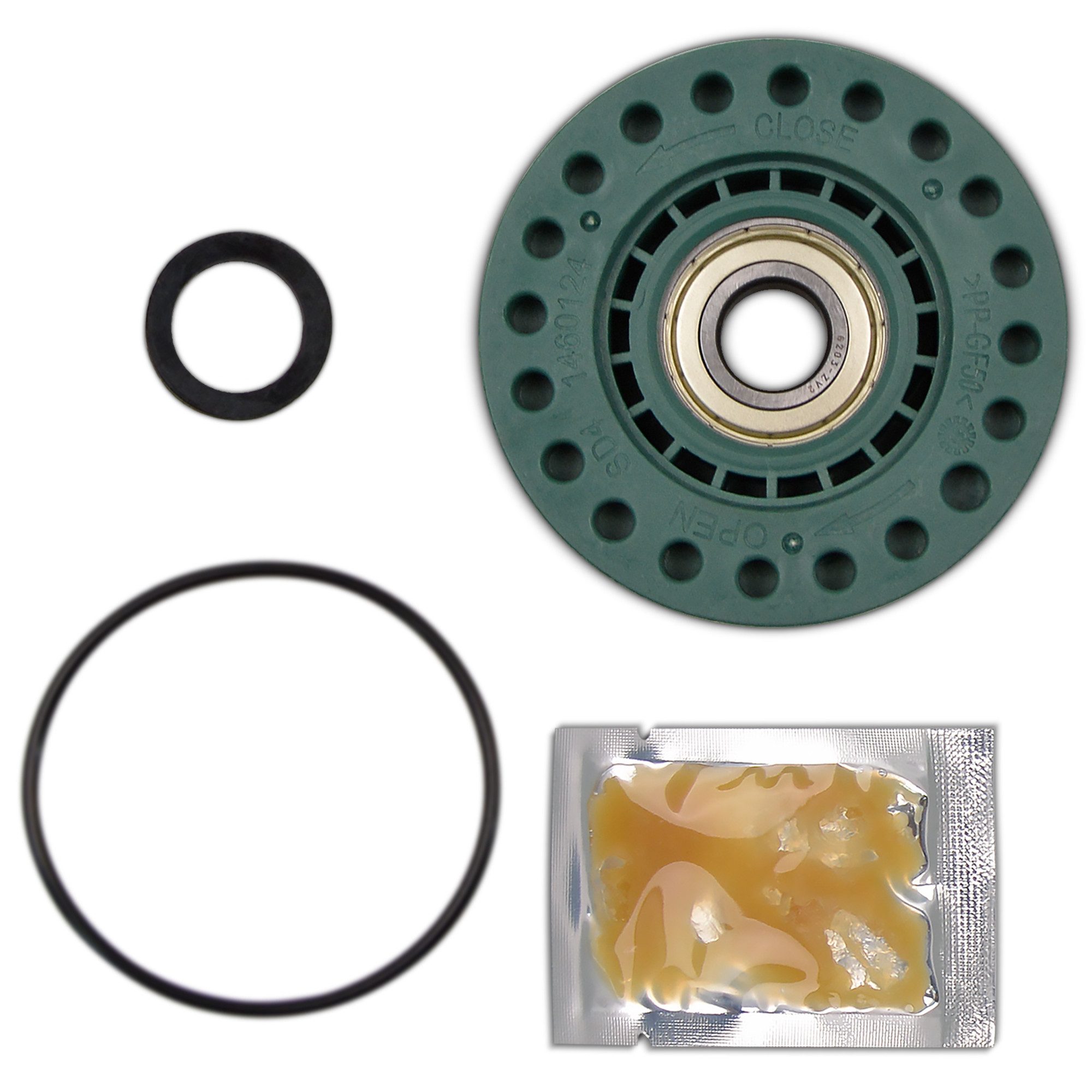 VIOKS Montagezubehör Lagerung Ersatz für AEG 407143097/1 RECHTS für Waschmaschine (Set inkl. Kugellager, Dichtung, O-Ring, Fett), für Antriebsseite Waschmaschine Toplader