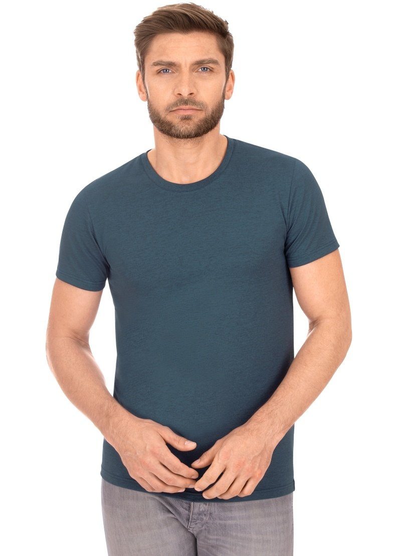Trigema T-Shirt TRIGEMA Slim Fit T-Shirt aus DELUXE Baumwolle jeans-melange