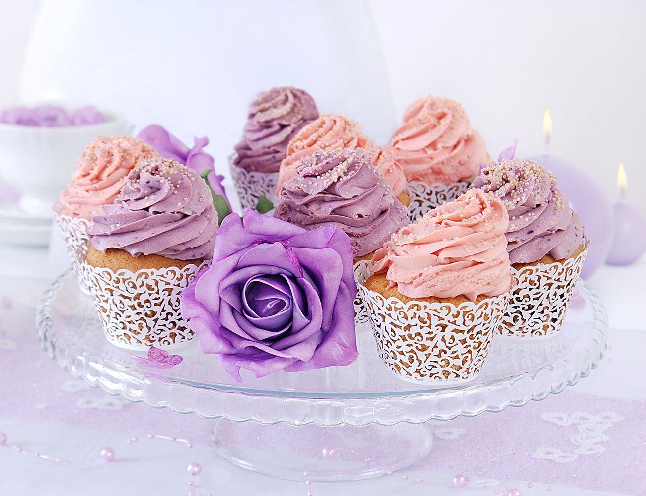 partydeco Muffinform, Muffinförmchen Ornament 5,5x8,5cm Papier weiß 10er Set