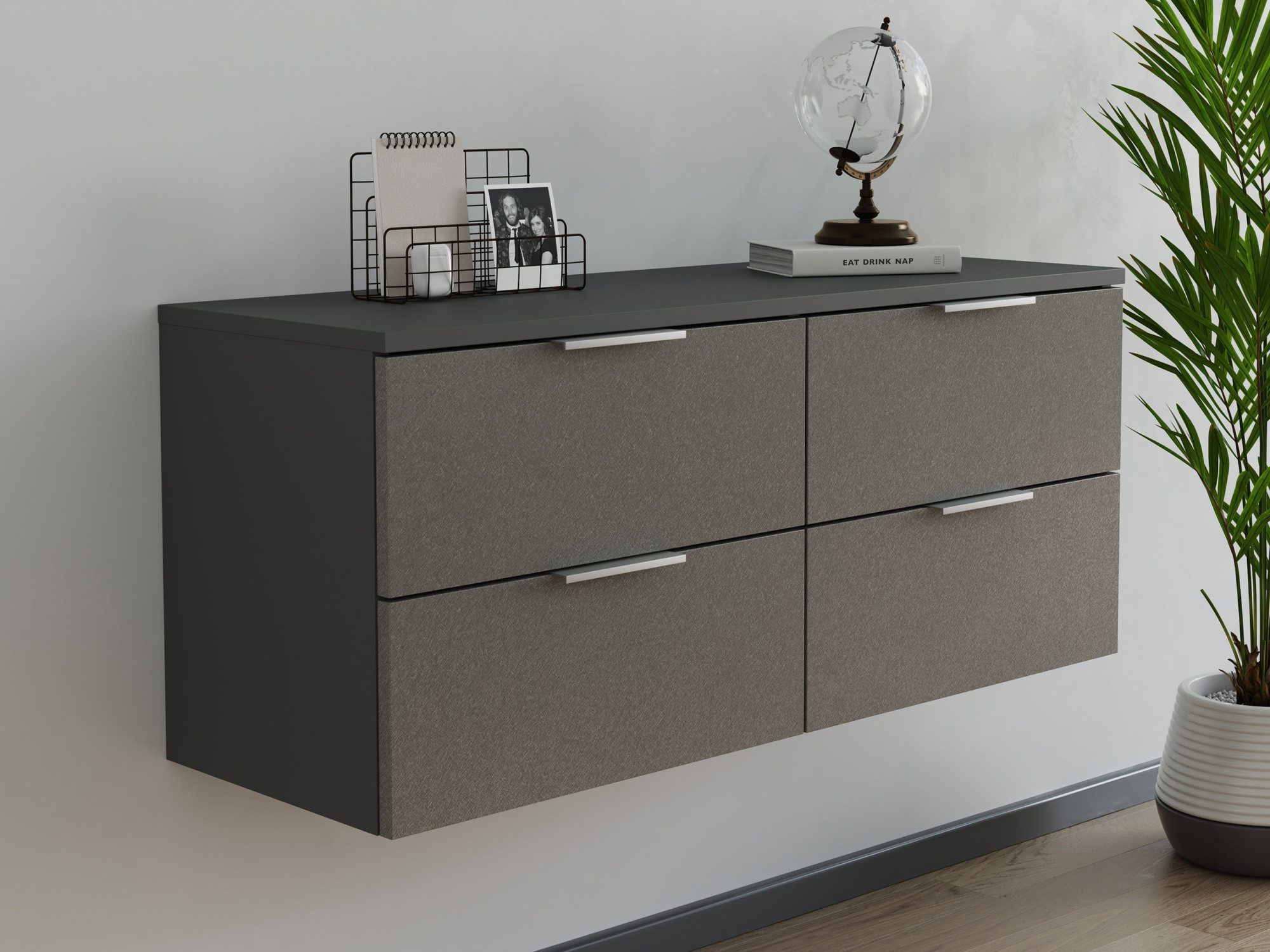Magnolia Home Schubkastenkommode Design Hängekonsole Sideboard Urban Slimline 4 Softeinzüge Asche
