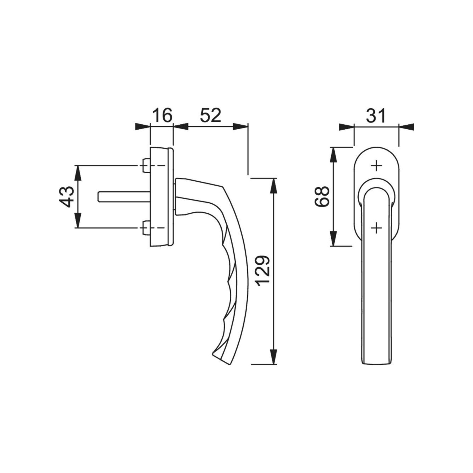 HOPPE Fenstergriff HOPPE DK-Fenstergriff Luxembourg 099/US952 mit ovaler Rosette VK7x32-4