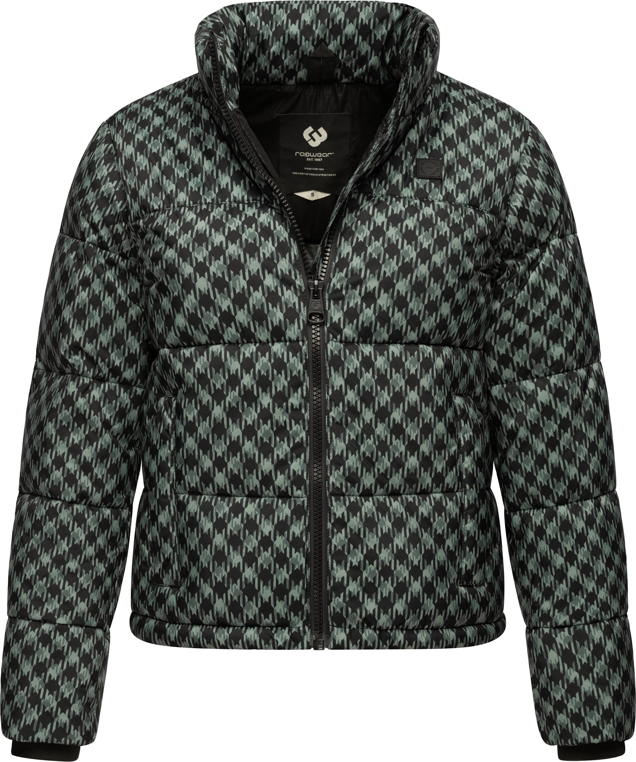 Ragwear Winterjacke Serah Print wasserdichte Winter Steppjacke mit Hahnentritt Muster
