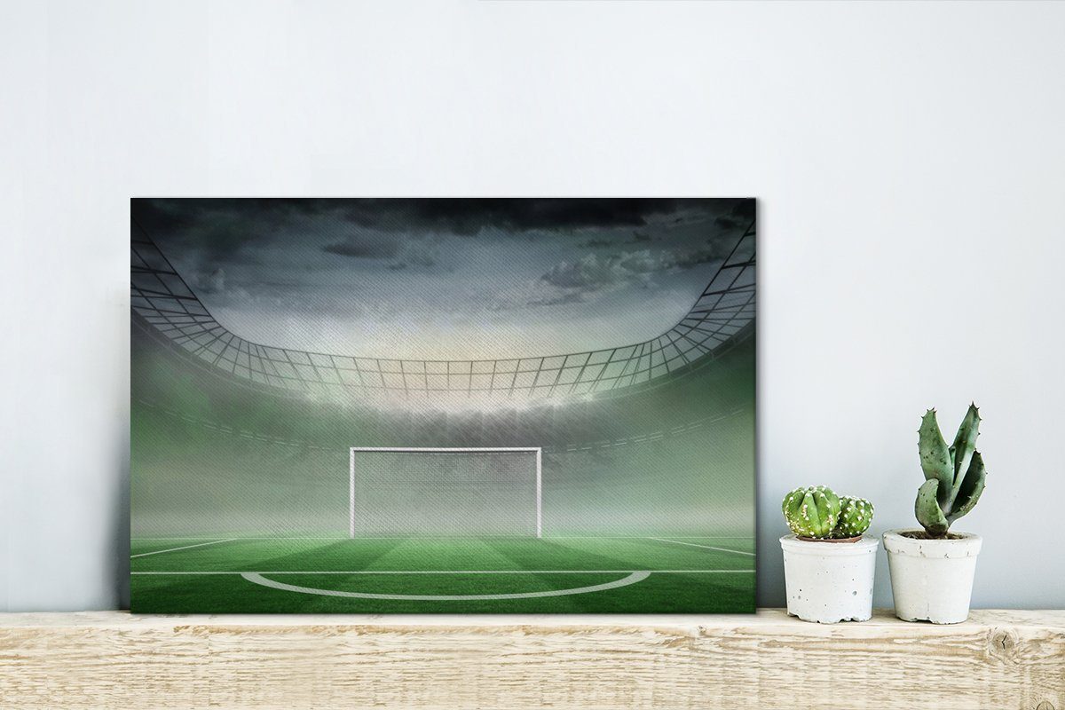 Leinwandbilder, (1 Eine Leinwandbild Aufhängefertig, Wanddeko, Abbildung Fußballstadions, eines St), cm OneMillionCanvasses® 30x20 Wandbild detaillierte
