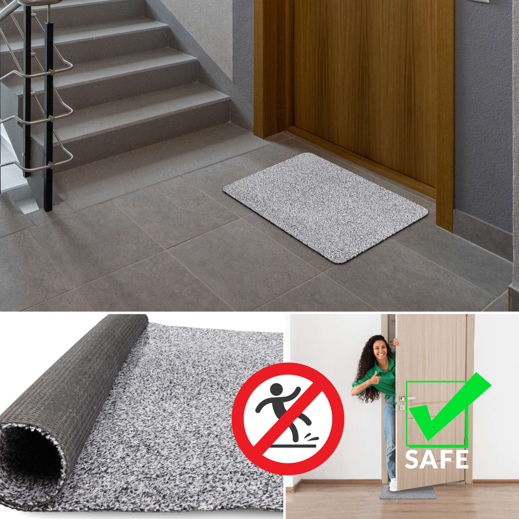 ANRO Fußmatte Türvorleger Schmutzfangmatte DOVER, rechteckig, Höhe: 4 mm, DUO-Getuftet Größe 40x60cm – Bild 4 von 5