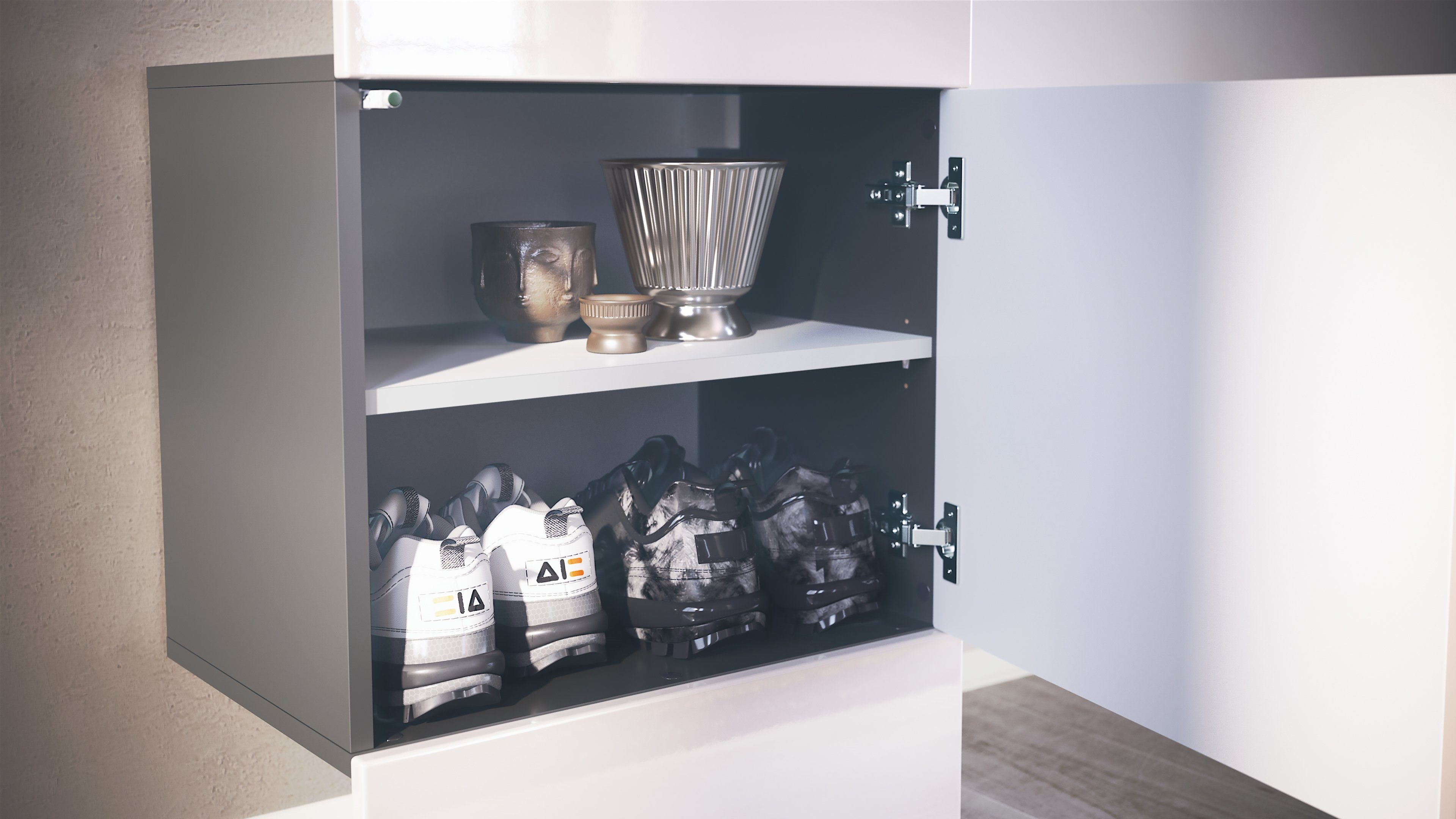 Vladon Garderoben-Set Carlton Set 5, (Wandgarderobe bestehend aus, mit integrierter Tür und 1 Kleiderstange), Anthrazit matt/Brombeer Hochglanz (52 x 193 x 35 cm)