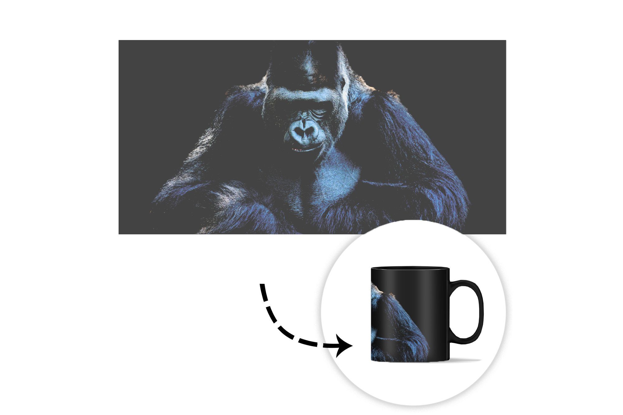 Zaubertasse, Geschenk Kamera, in Ein Kaffeetassen, Teetasse, Farbwechsel, Tasse die eindrucksvoll Gorilla schaut MuchoWow Keramik,