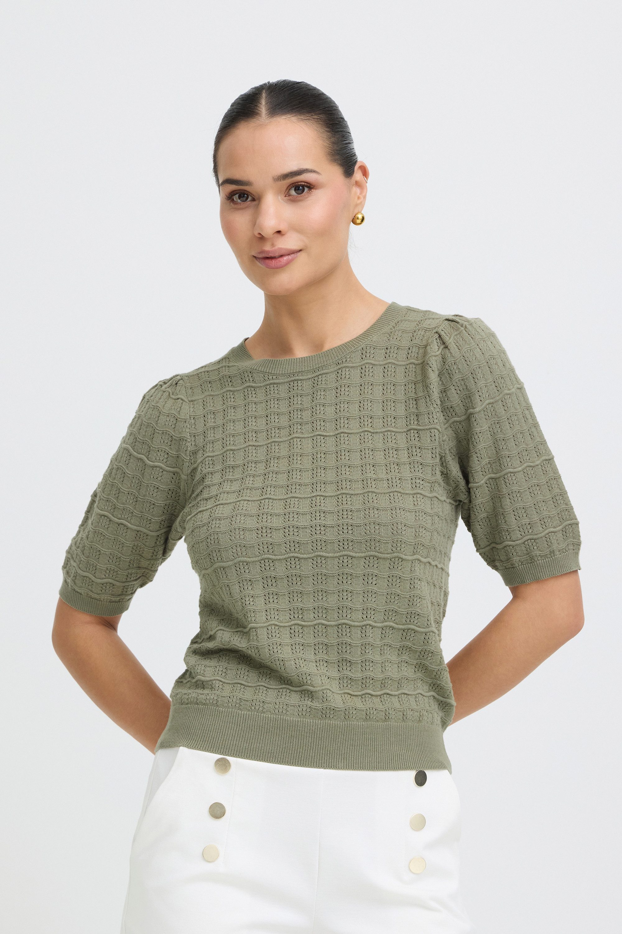 b.young Strickpullover Kurzarm-Bluse BYMULINA
