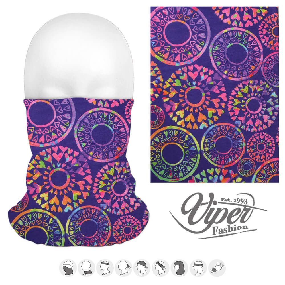 Multifunktionstuch Multi Loop Tuch Lila mit bunten Kreisen