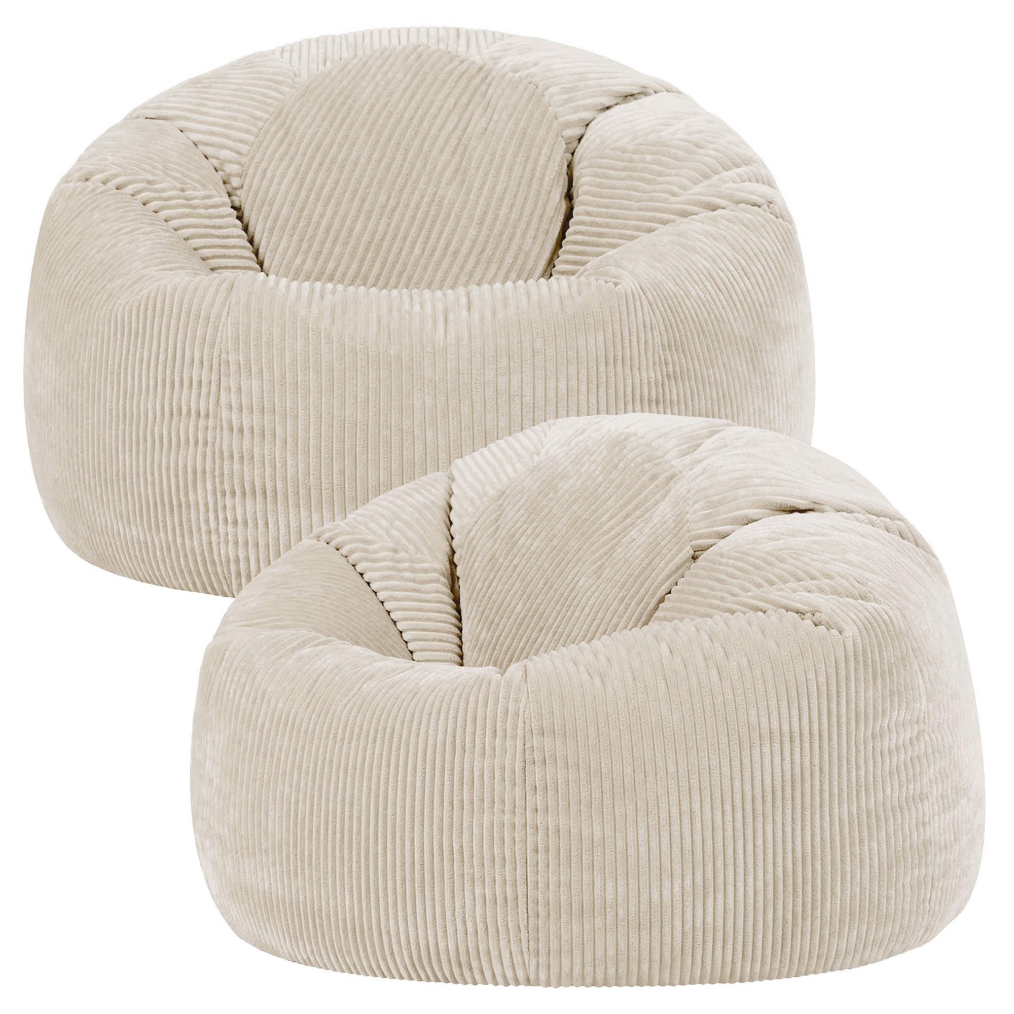 icon Sitzsack Erwachsene 2er Set Klassischer Sitzsack aus Cord „Kingston“, 85x50cm, Made in Germany, für Erwachsene & Kinder, mit Füllung