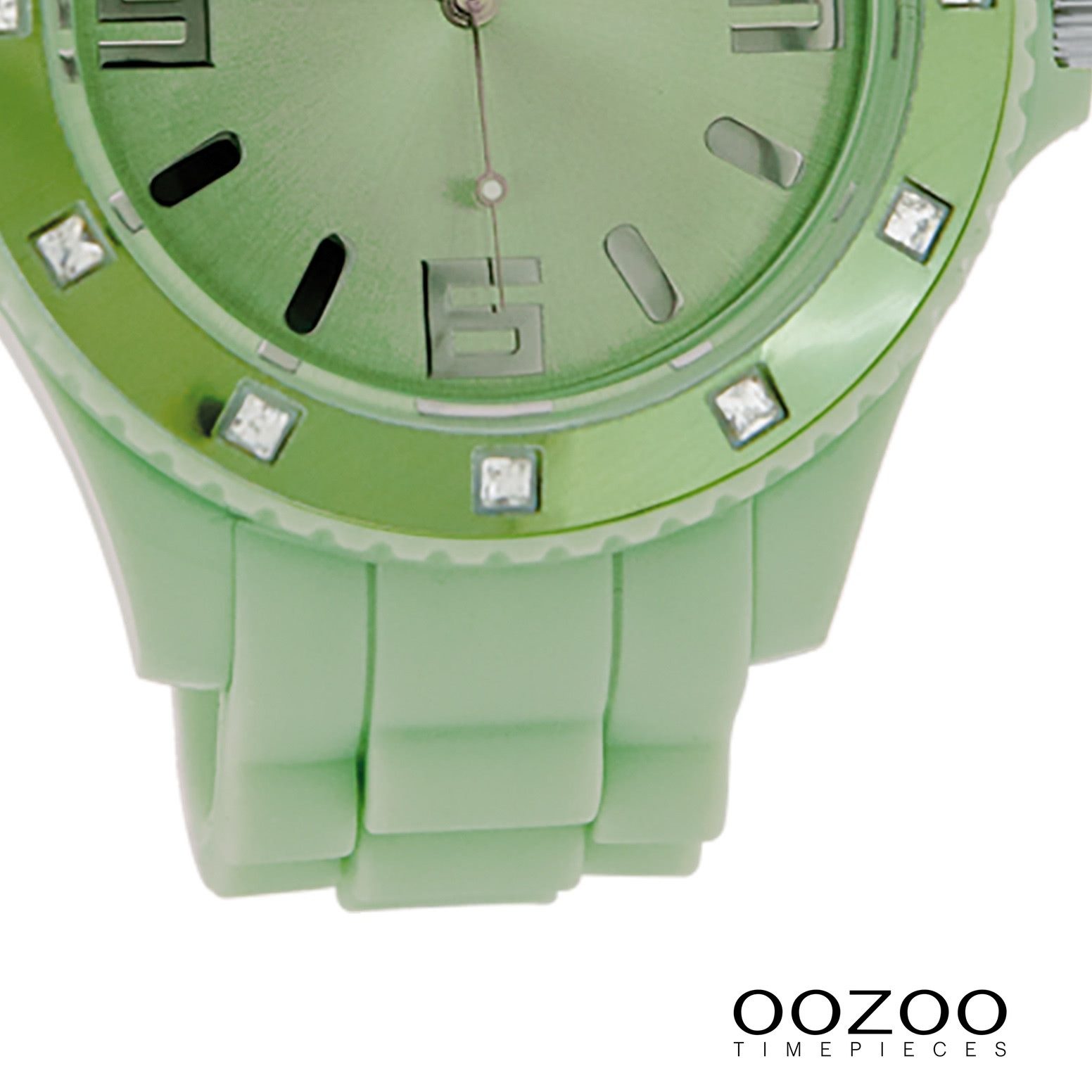 OOZOO Quarzuhr Oozoo Unisex Armbanduhr Vintage Series, (Analoguhr), Damen, Herrenuhr rund, extra groß (ca. 48mm) Silikonarmband hellgrün
