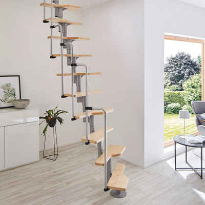 Treppen Intercon Raumspartreppe Minka Twister, für Geschosshöhen bis 315,00 cm, Stufen offen, (inkl. einseitigem Geländer), Modulare Bauweise