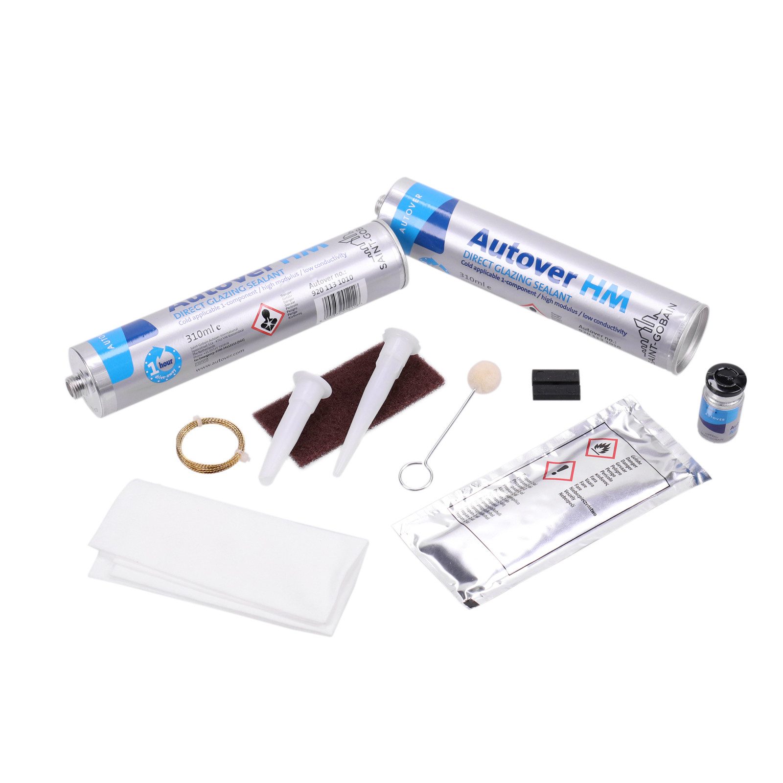 Augustin Group Glas-Reparaturset Scheibenkleber Set HM inkl. Zubehör, 2x 310 ml Kartuschen