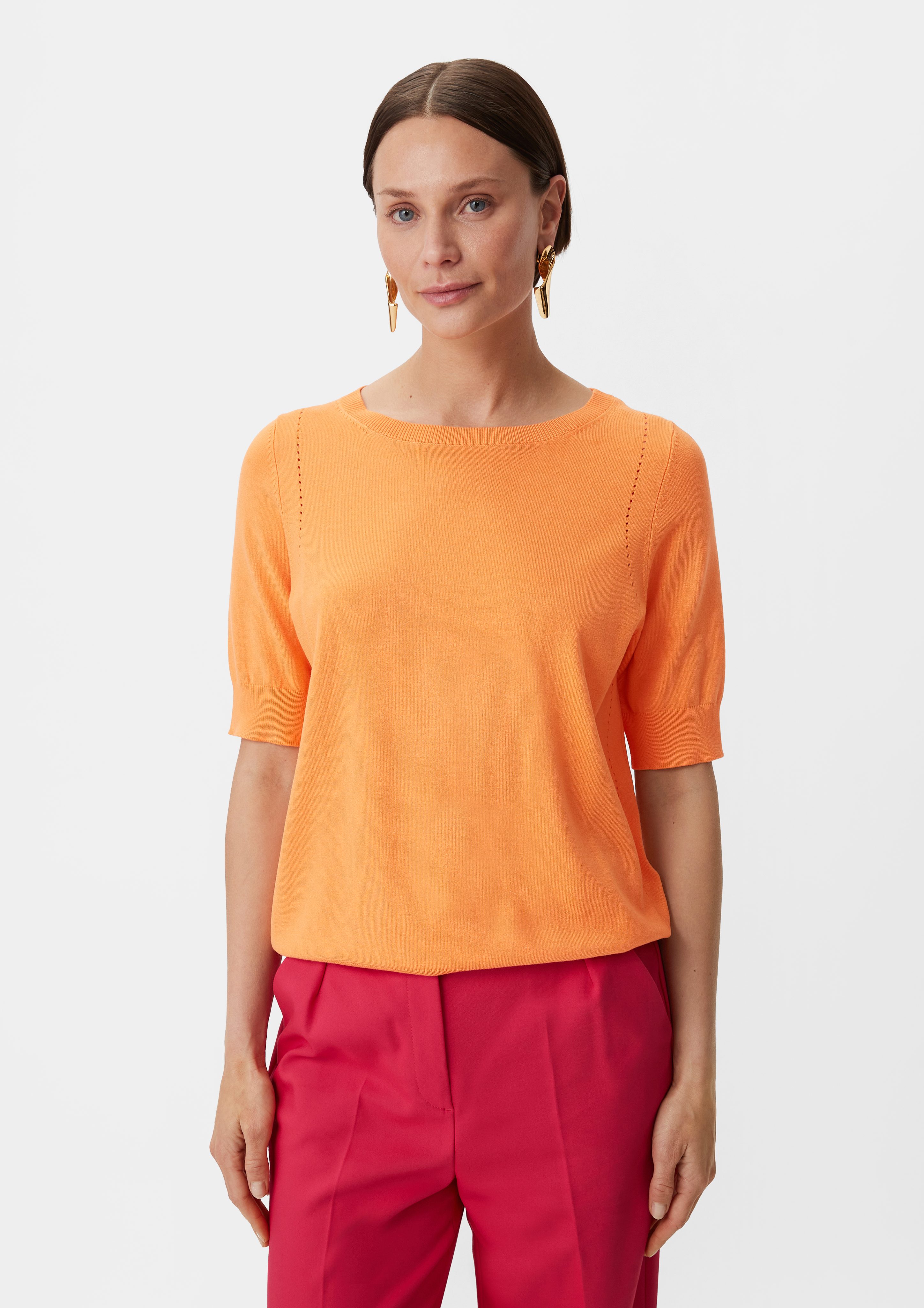Kurzarmshirt Feinstrickpullover aus Viskosemix