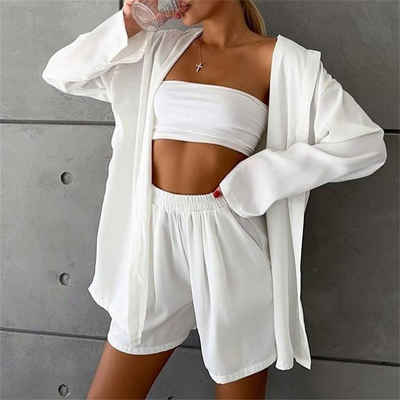 AFAZ New Trading UG Sommerkleid Damen-Sommershirt und Shorts, zweiteilig, lockere Freizeitkleidung