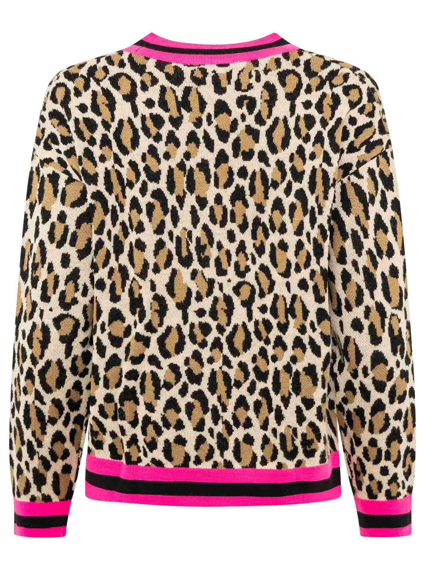 Zwillingsherz Strickjacke "Leo Streifen" mit Knöpfen, Leomuster und Streifenbündchen – Bild 5 von 5