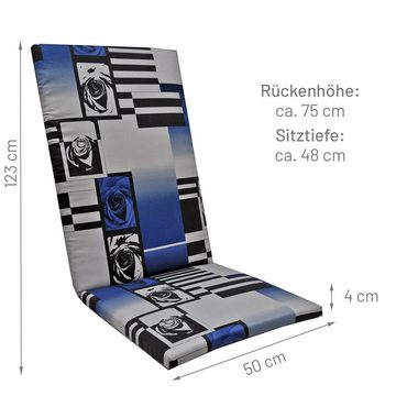 KETTLER Hochlehnerauflage 870, Polsterauflage 123x50x4cm Silber-Blau UV-Schutz