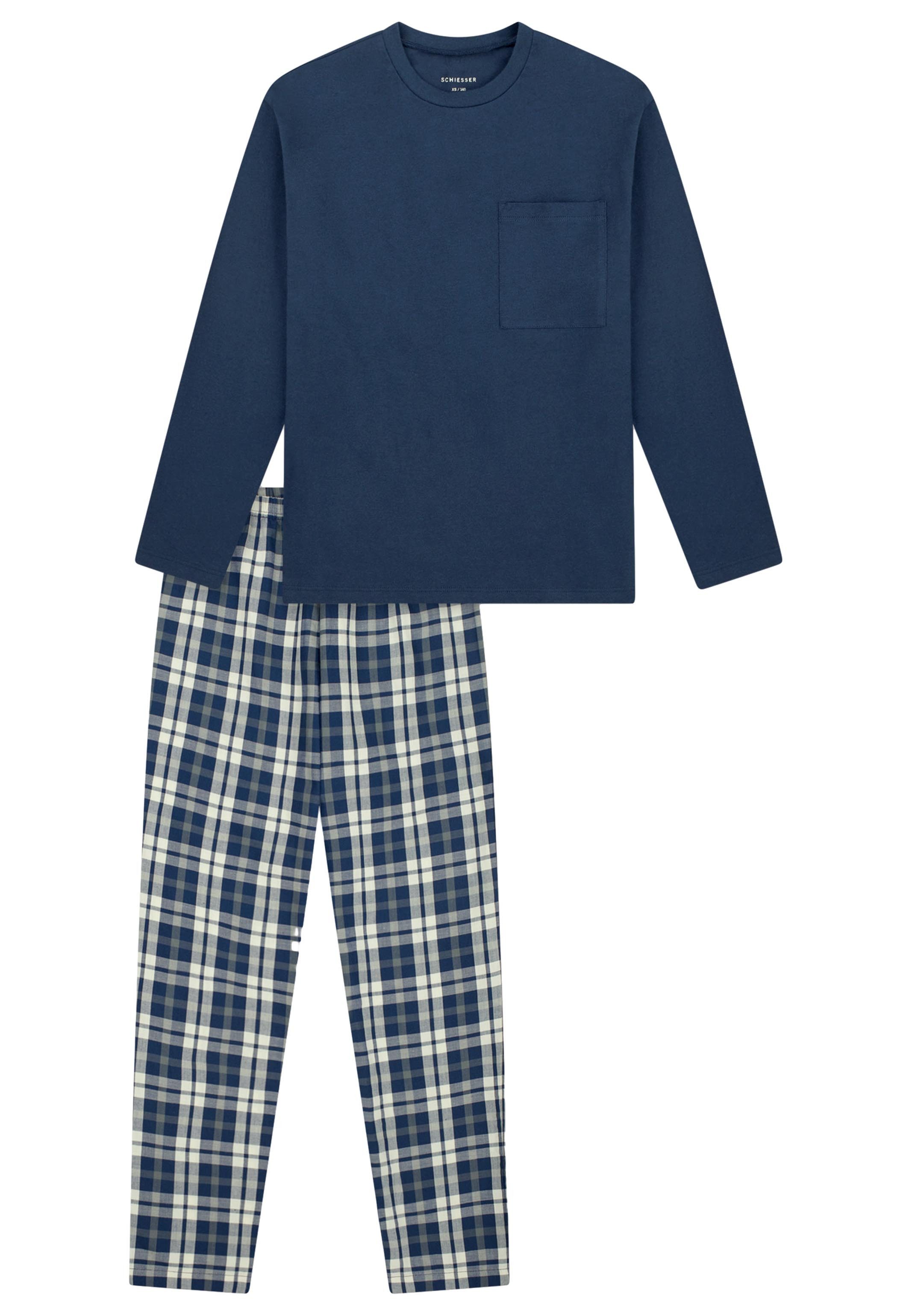 Schiesser Pyjama Comfort Cotton (Set, 2 tlg) Schlafanzug - Baumwolle - Atmungsaktiv