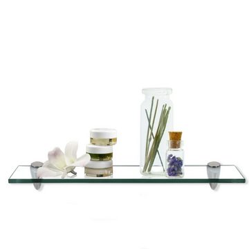 Clanmacy Wandregal Glasablage Glasregal ideal für Bad, Dusche 50x10x0.8 cm Klarglas
