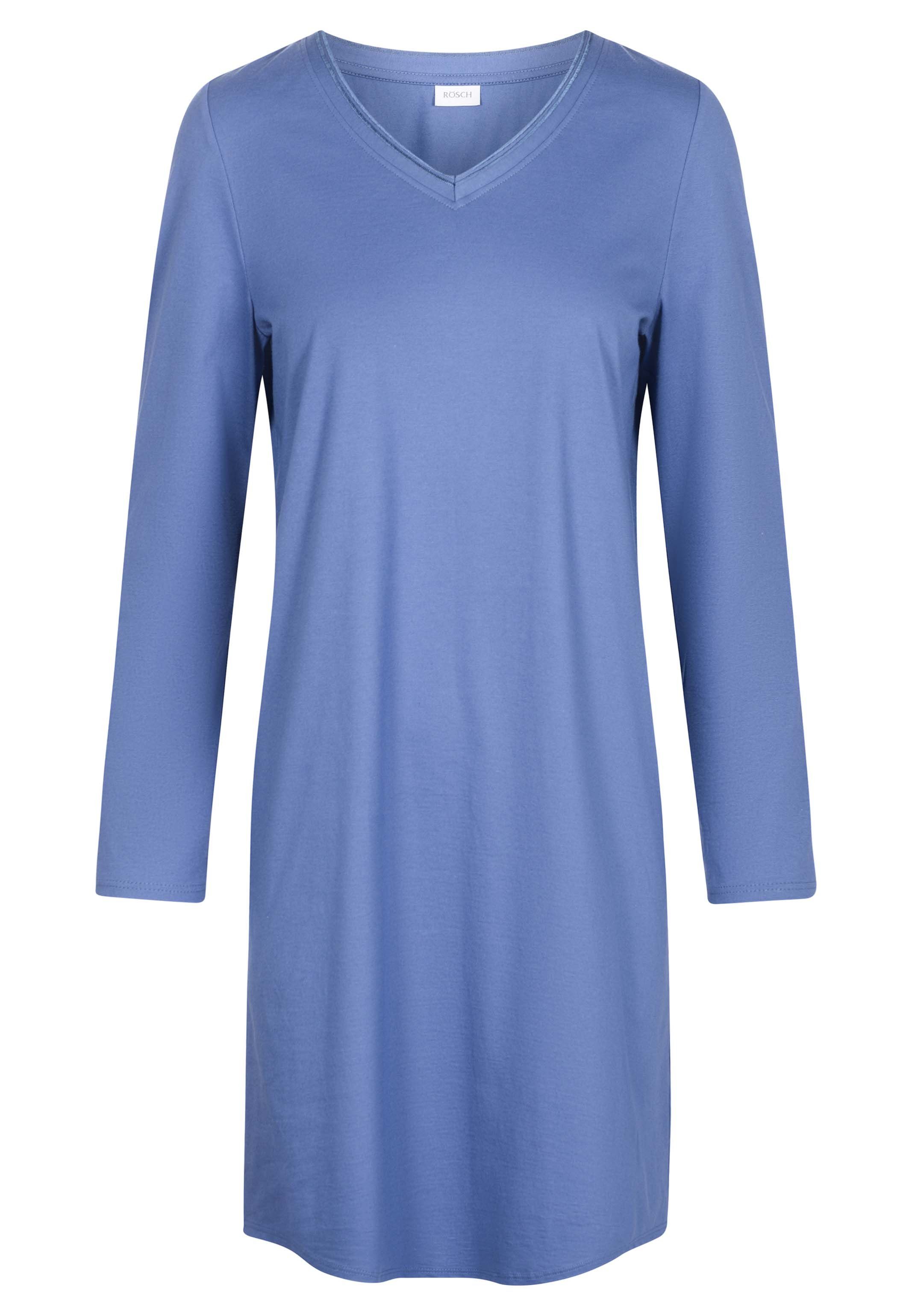 Denim Cotton mit Baumwolle Rösch Bigshirt Nachthemd Organic Nachthemd Basic Ärmeln, - langen Aus (1-tlg) -