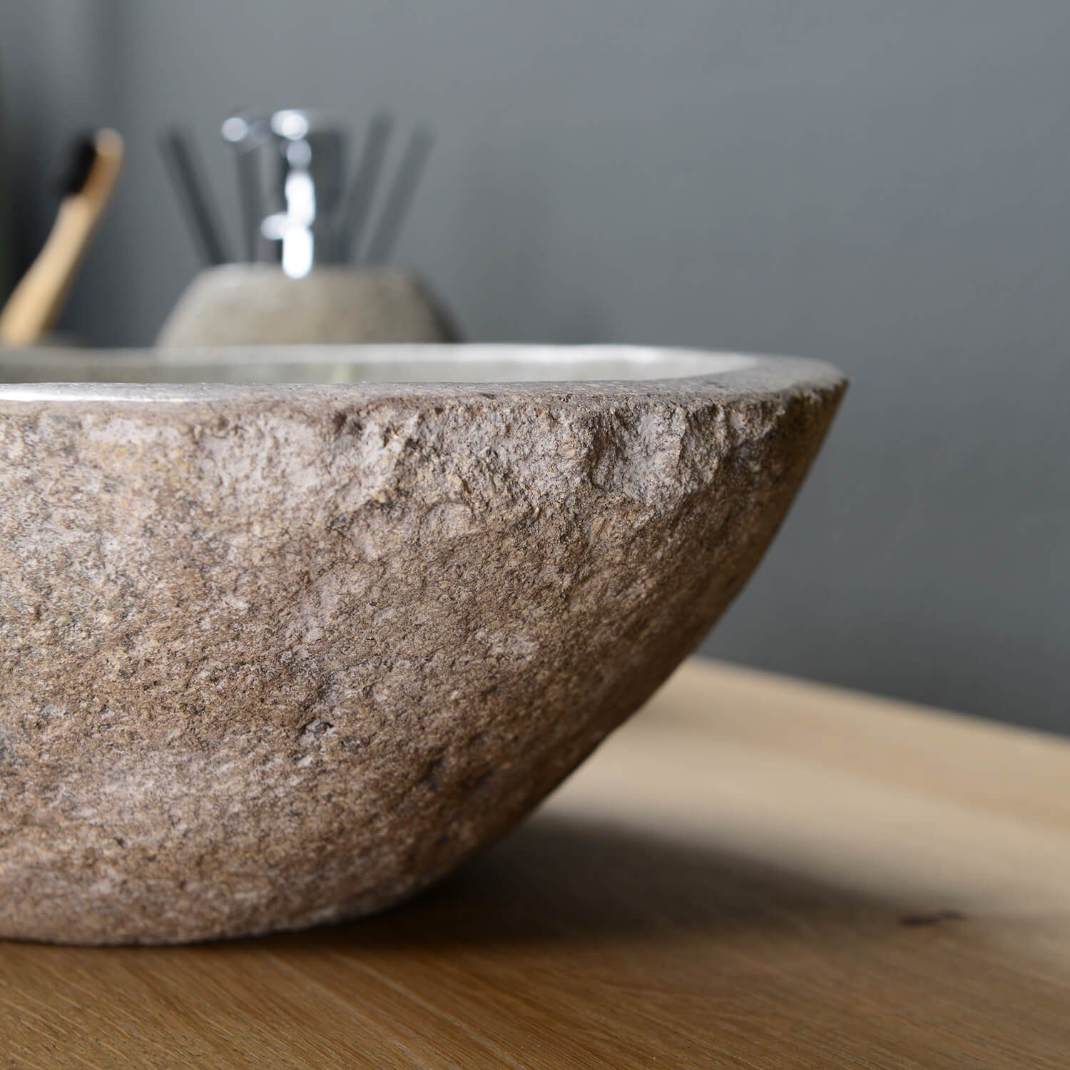 wohnfreuden Aufsatzwaschbecken Naturstein Waschbecken 30 cm (Kein Set), NEW-4165