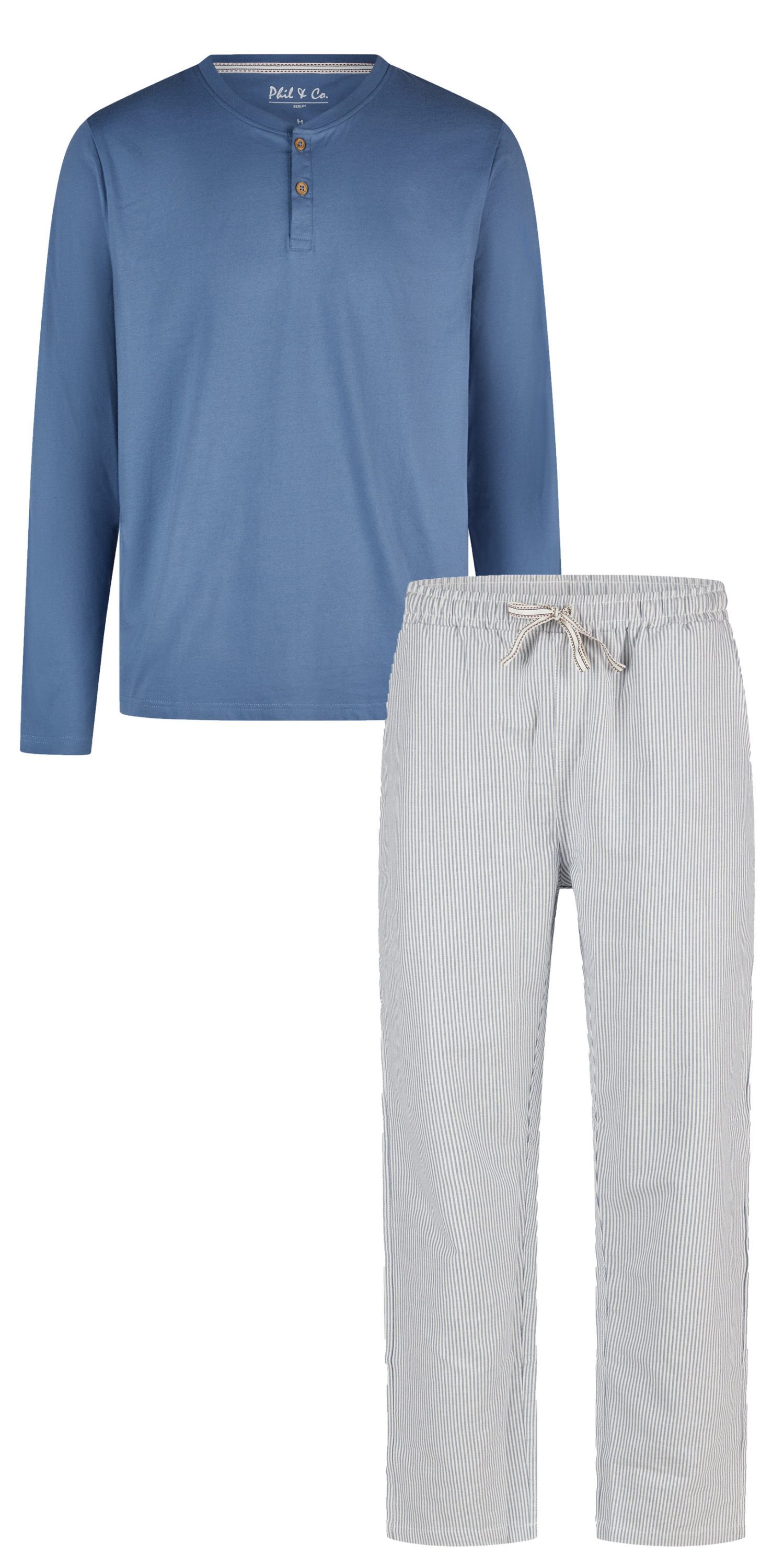 Phil & Co. Schlafanzug Herren Pyjama lang (2 tlg) Baumwolle günstig online kaufen